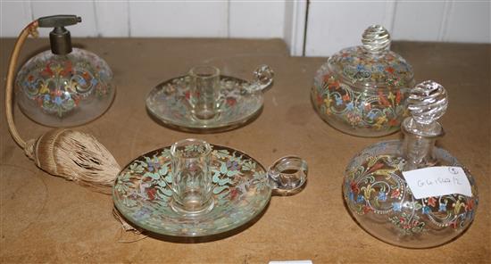 5 pieces of enamel glass